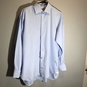 PINK THOMAS PINK BLUE DRESS SHIRT DOUBLE CUFF